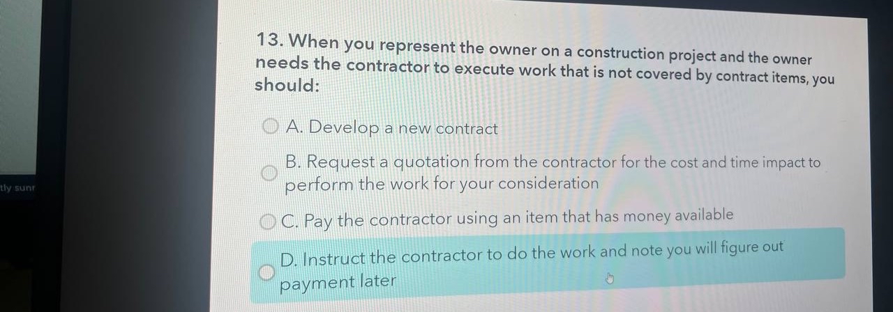 When you represent the owner on a construction