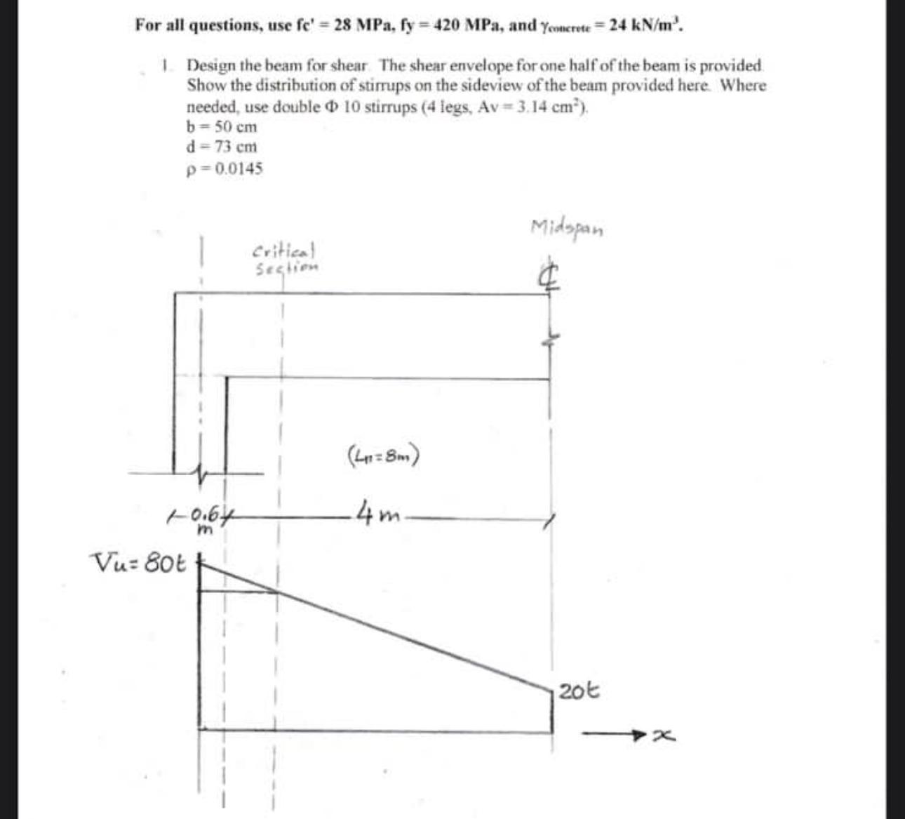 For all questions, use fc^(')=28MPa,fy=420MPa ,