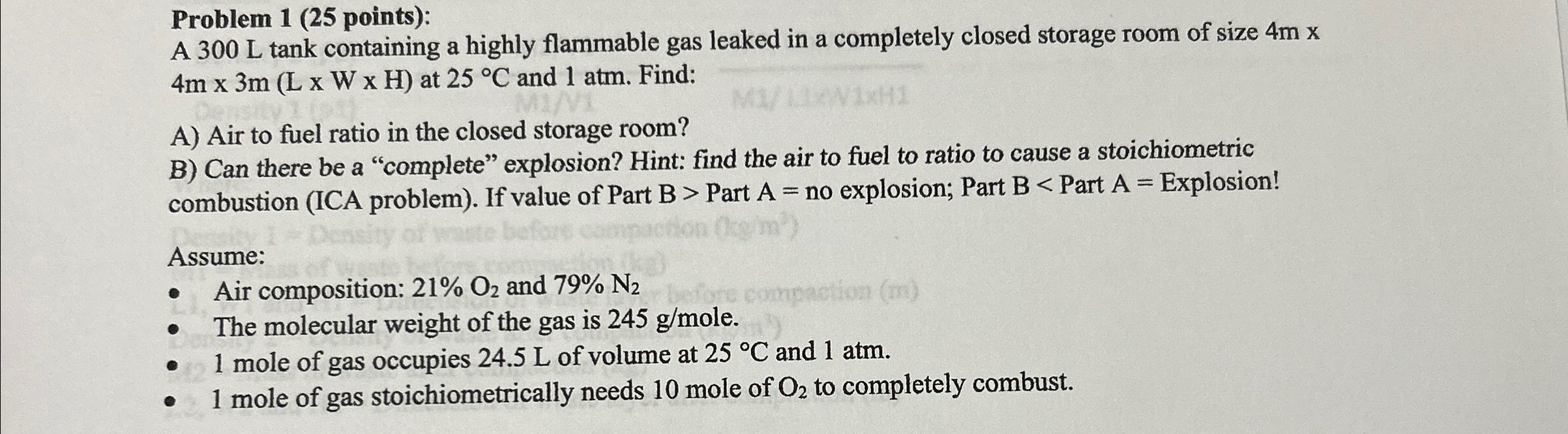 Problem 1 ( 2 5 points ) : A 3 0 0 L tank