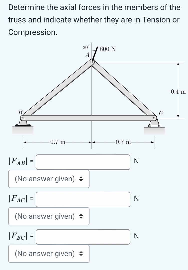 Determine the axial forces in the members of the