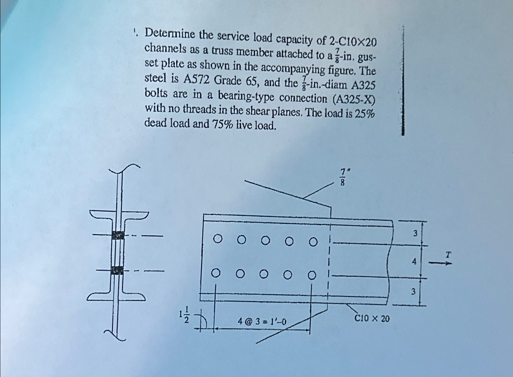 Determine the service load capacity of 2 - C 1 0