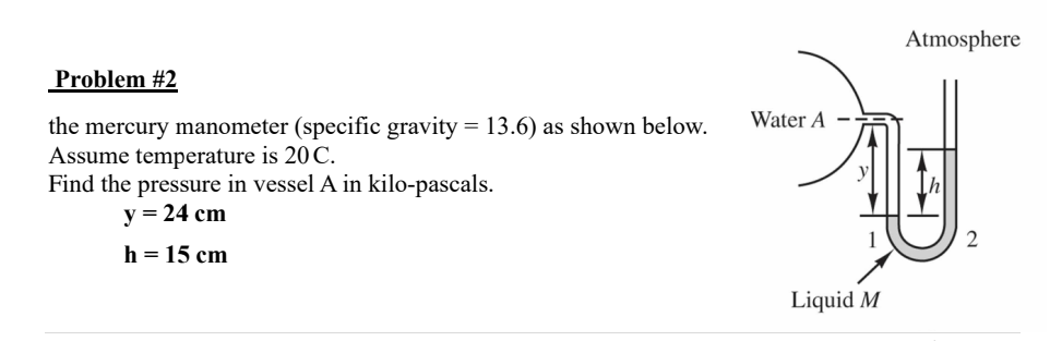Problem # 2 the mercury manometer ( specific