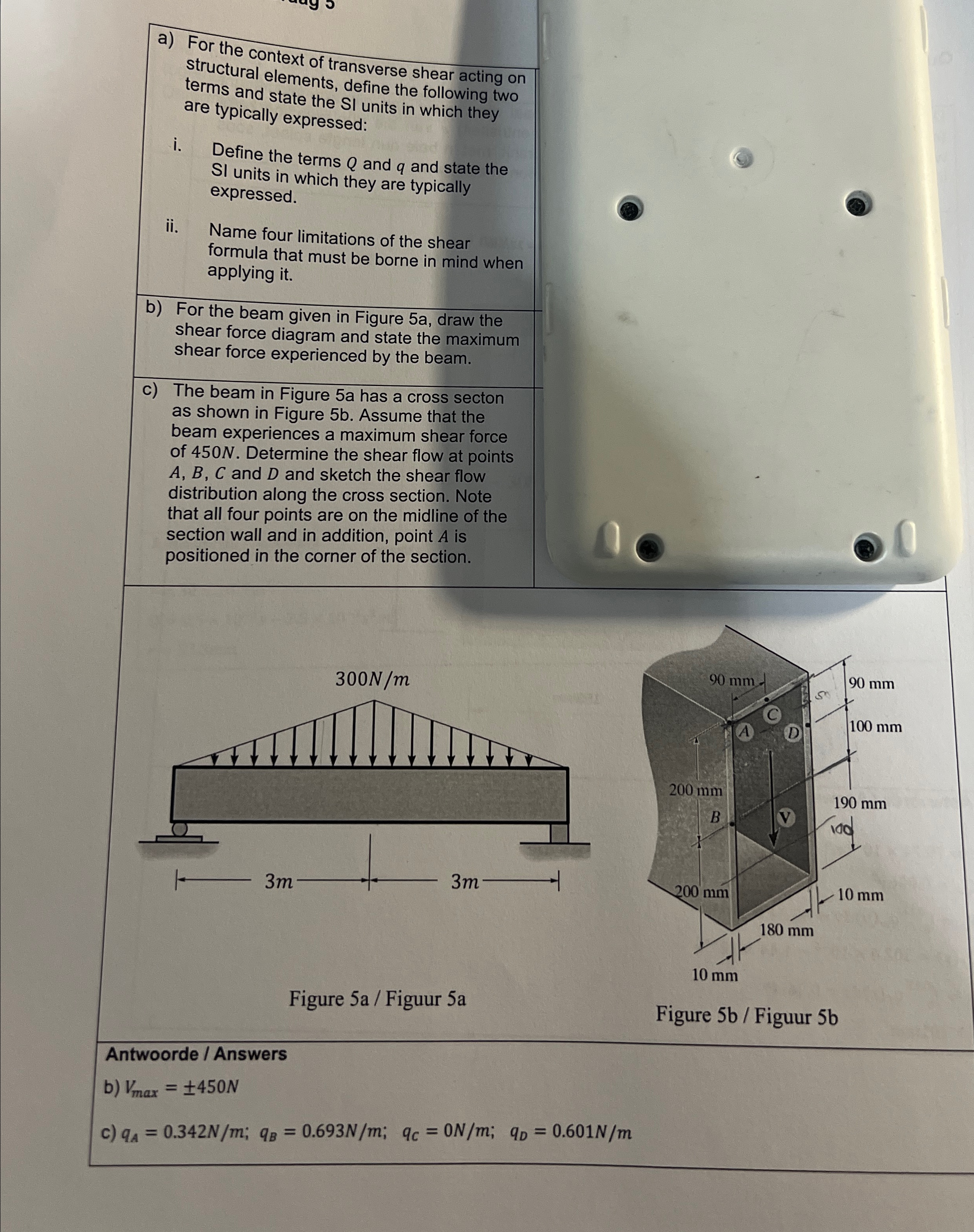 a ) For the context of transverse shear acting on