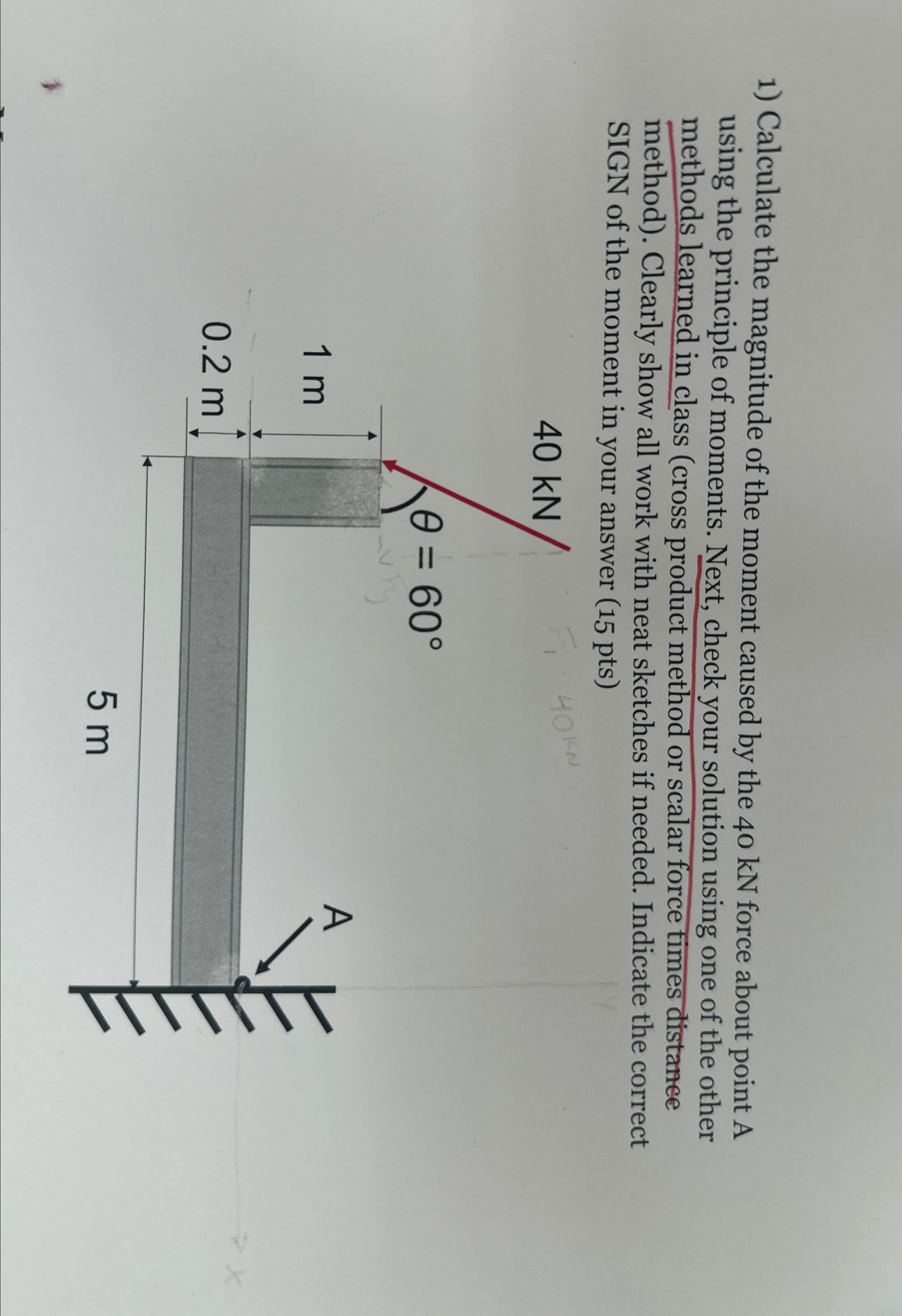 Calculate the magnitude of the moment caused by