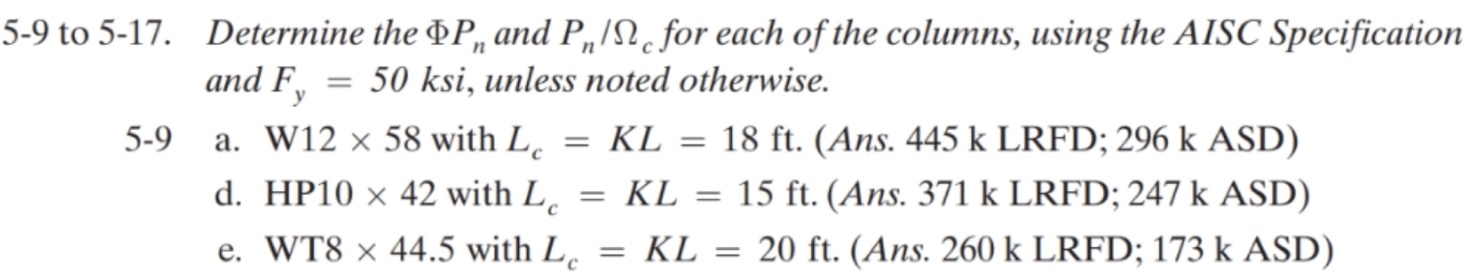 5 - 9 to 5 - 1 7 . Determine the P n and P n c