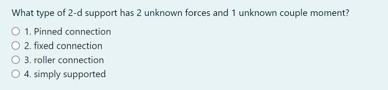 What type of 2 - d support has 2 unknown forces