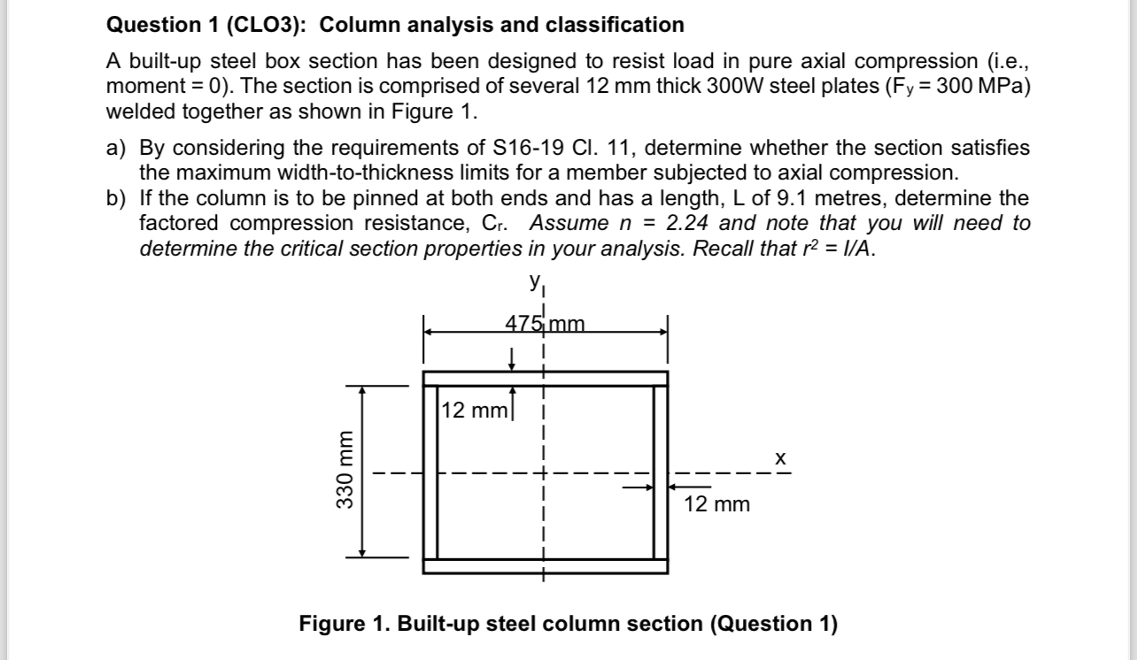 Question 1 ( CLO 3 ) : Column analysis and