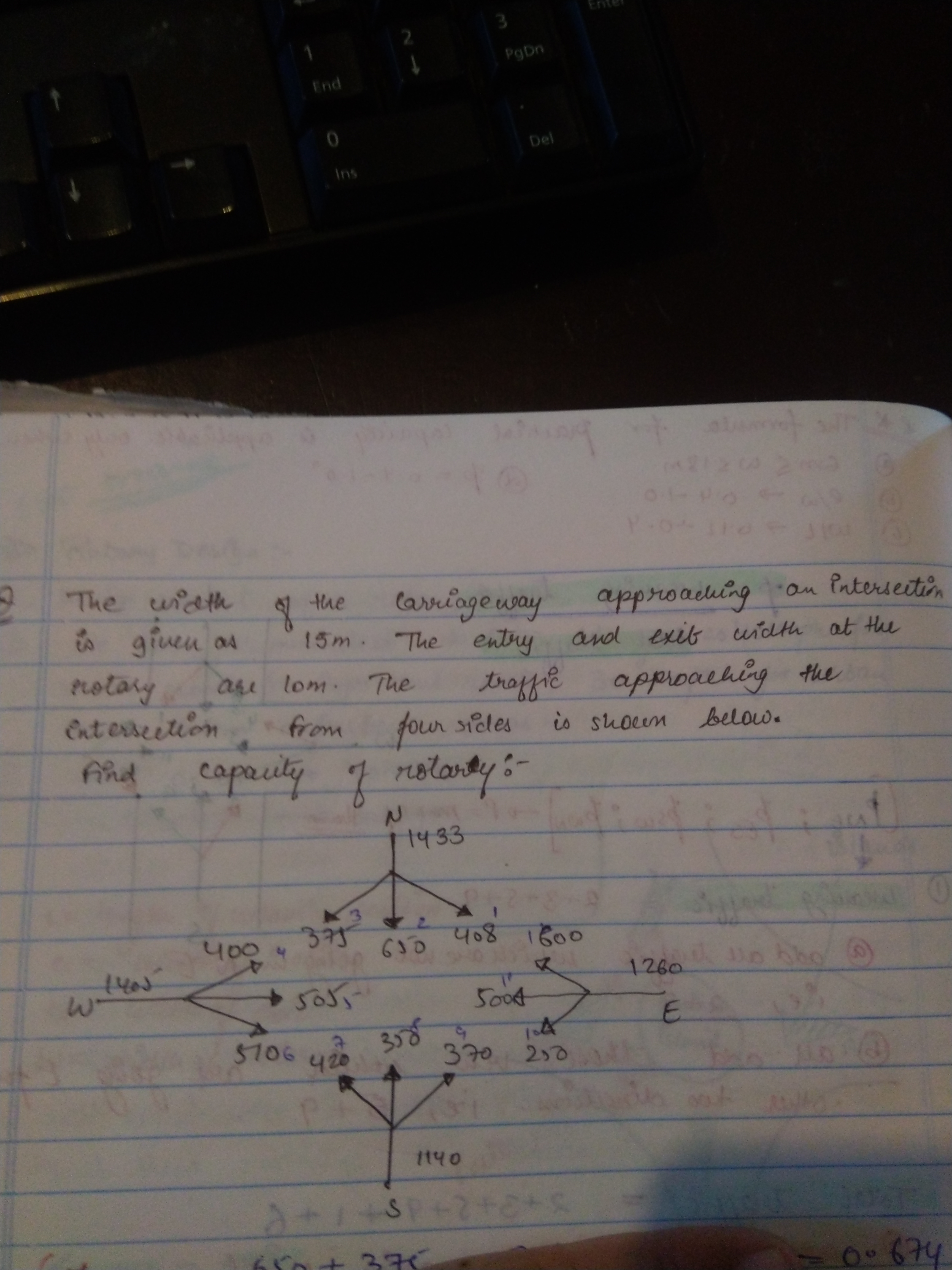 Q The width of the carriageway approaching an
