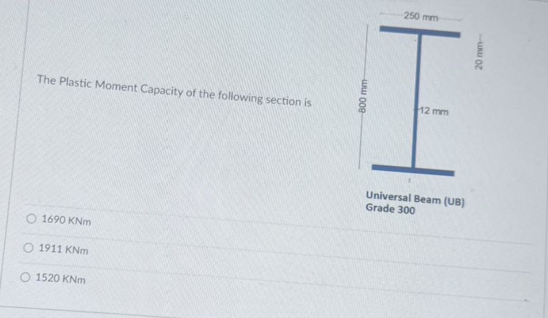 The Plastic Moment Capacity of the following