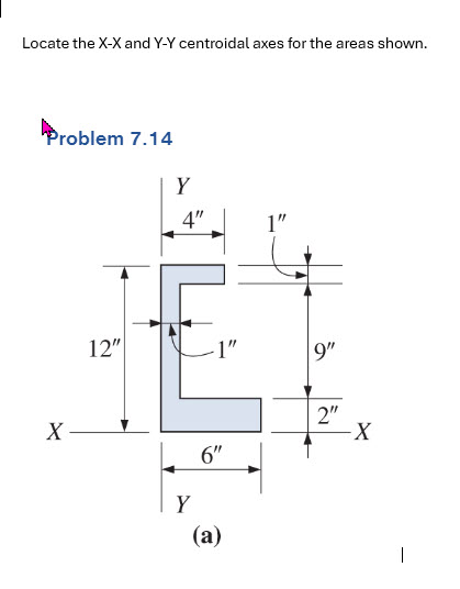 Locate the x - x and Y - Y centroidal axes for