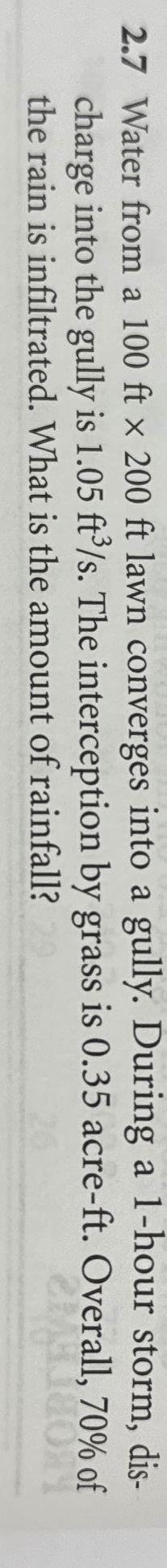 2 . 7 Water from a 1 0 0 f t 2 0 0 f t lawn