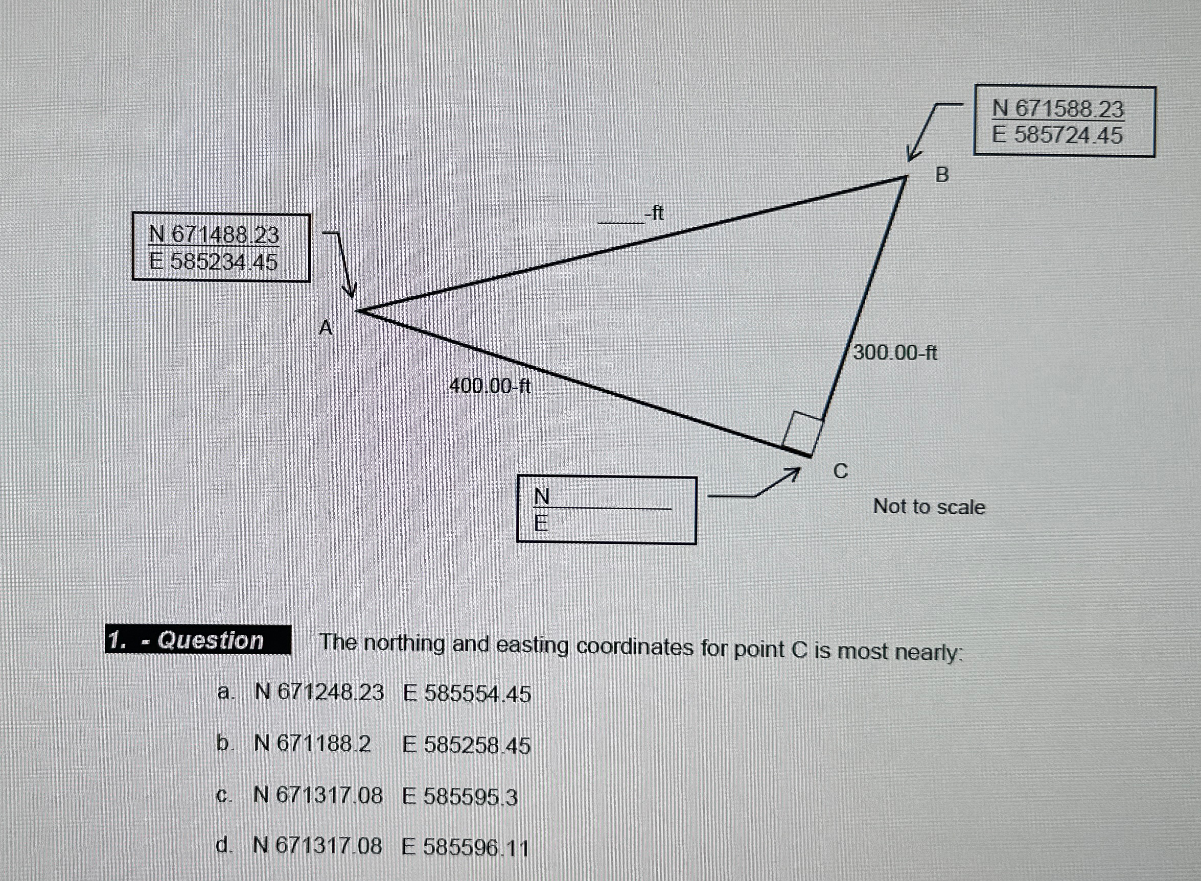 Question The northing and easting coordinates for