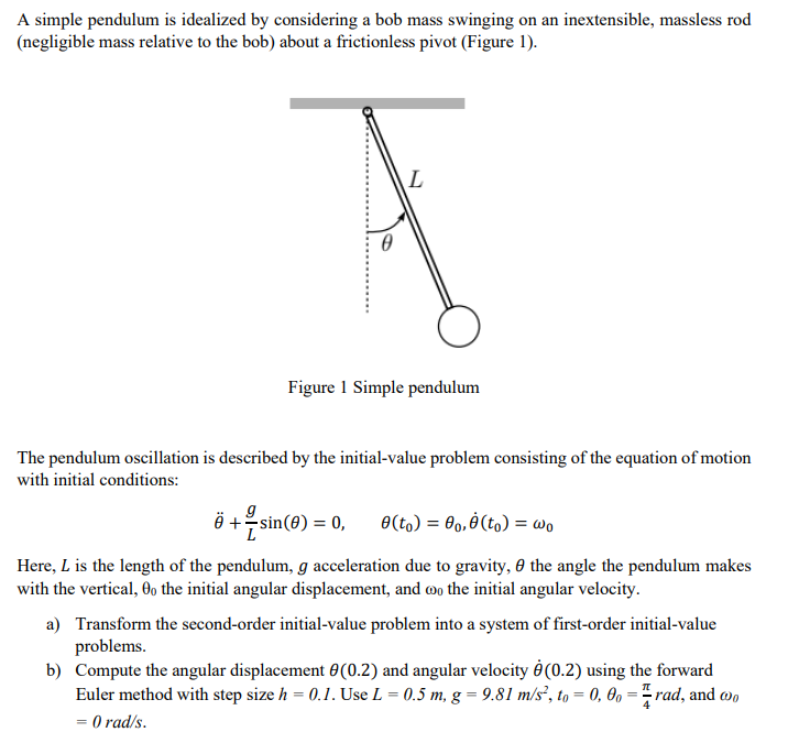 The pendulum oscillation is described by the