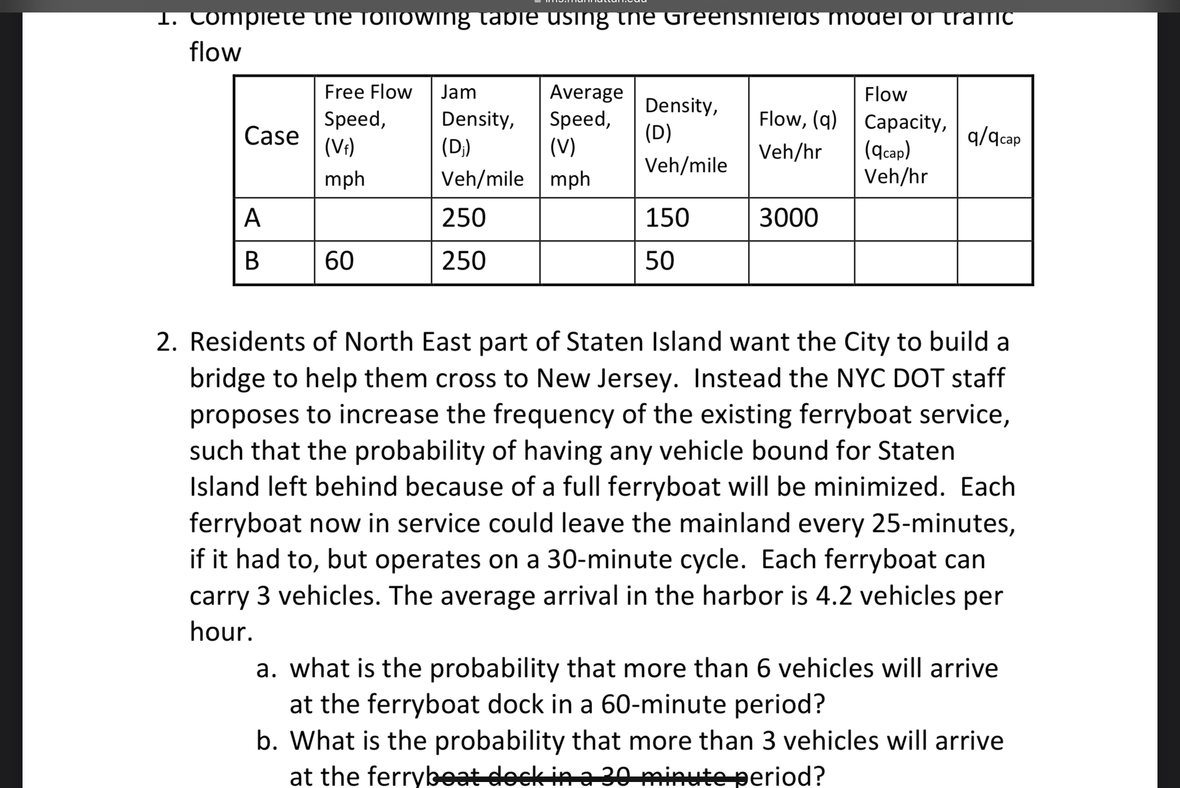 flow \ table [ [ Case , \ table [ [ Free Flow ] ,