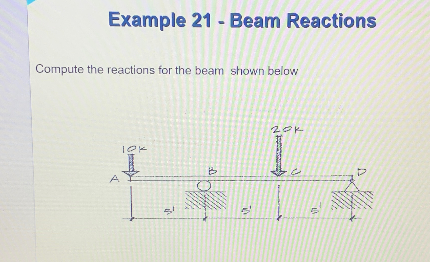 Example 2 1 - Beam Reactions Compute the