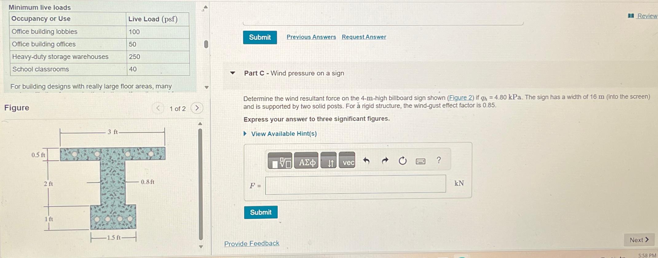 Minimum live loads \ table [ [ Occupancy or