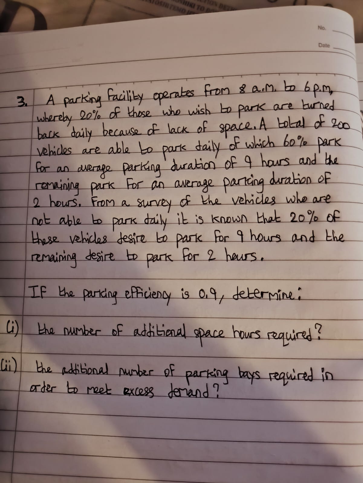 A parking facility operates from 8 a . m . to 6 p