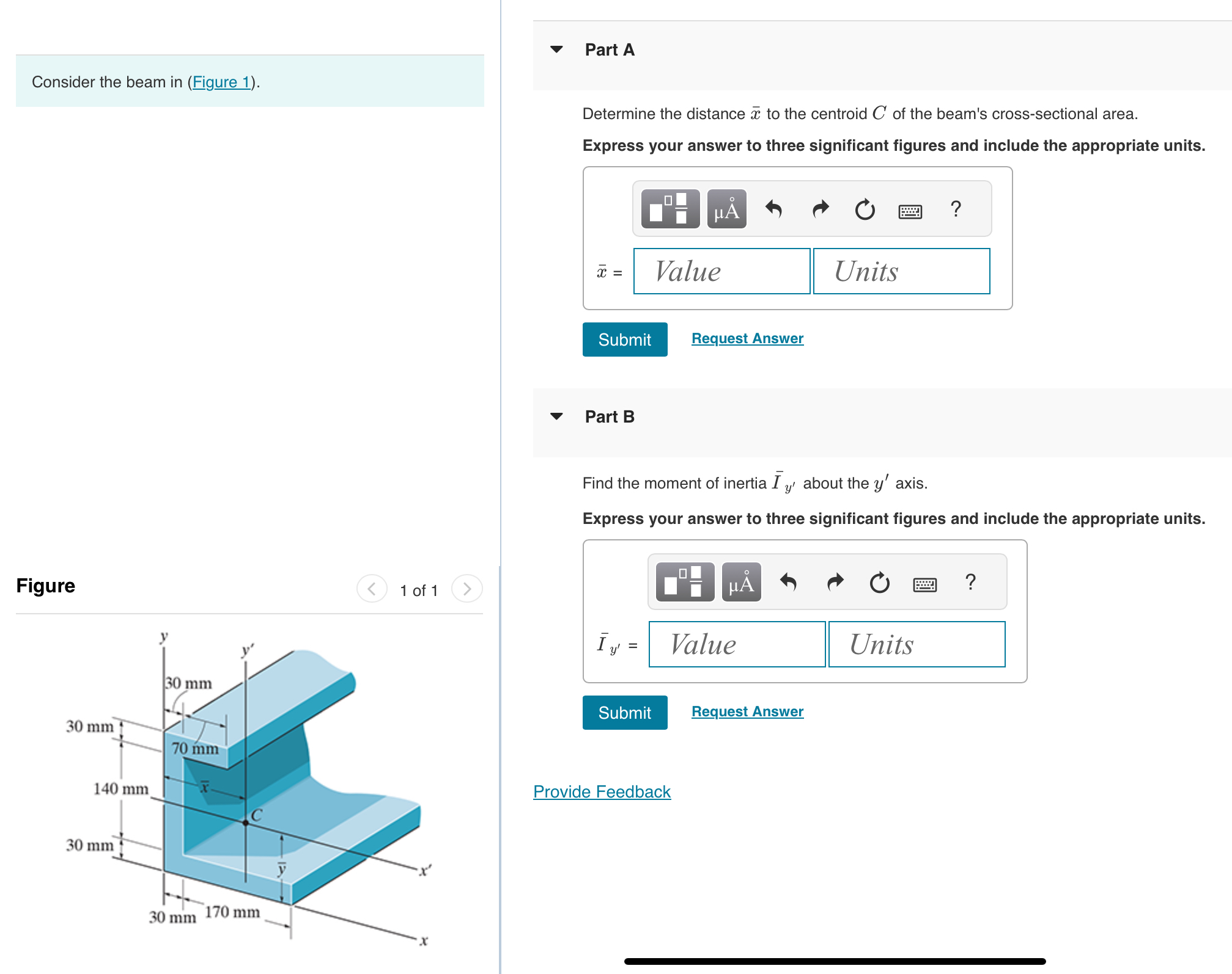 Part A Consider the beam in ( Figure 1 ) . Figure