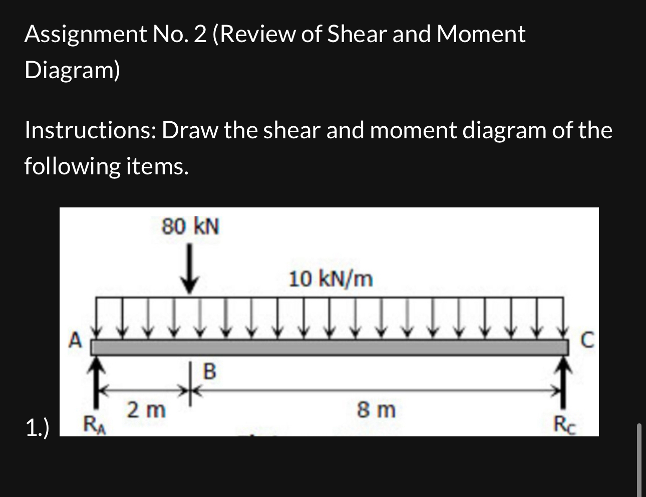 Assignment No . 2 ( Review of Shear and Moment