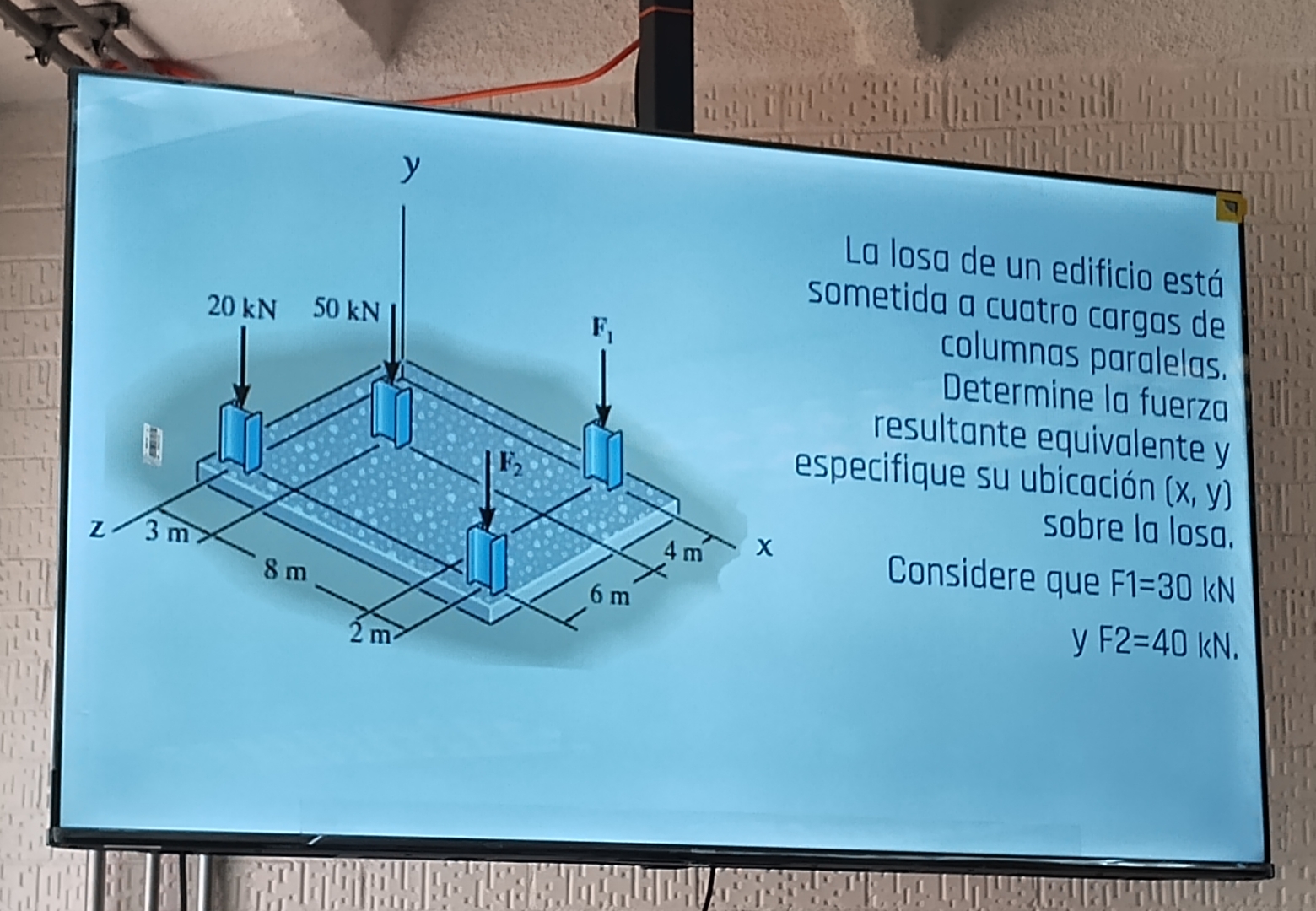La losa de un edificio est sometida a cuatro