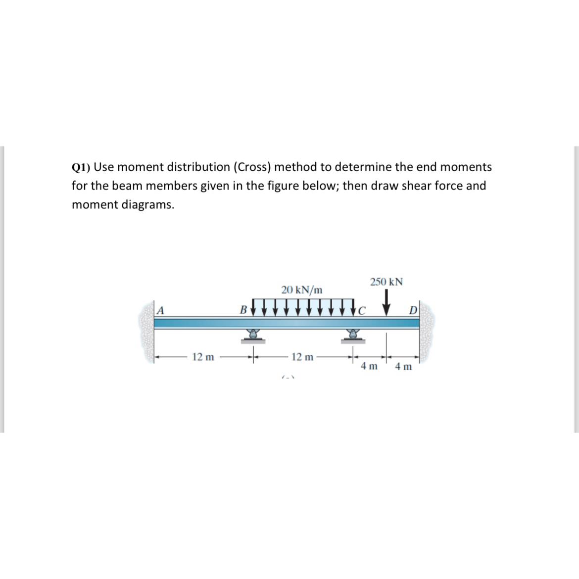 Q 1 ) Use moment distribution ( Cross ) method to