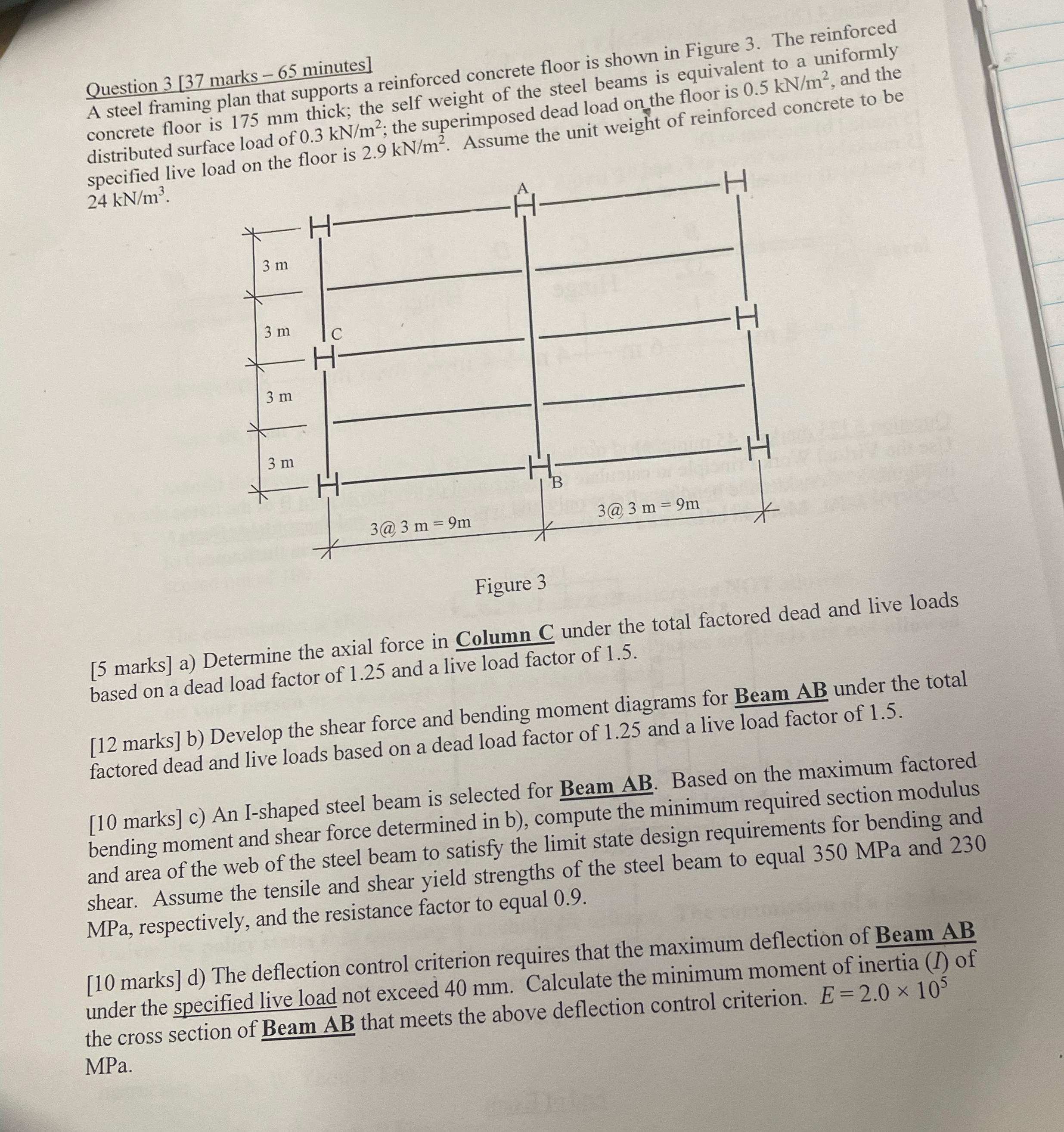 Question 3 [ 3 7 marks - 6 5 minutes ] A steel