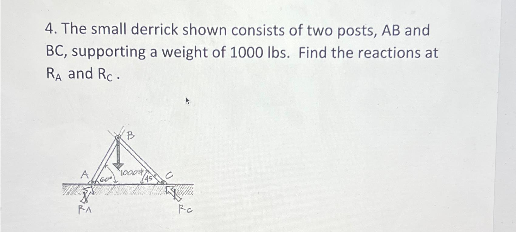 The small derrick shown consists of two posts, A