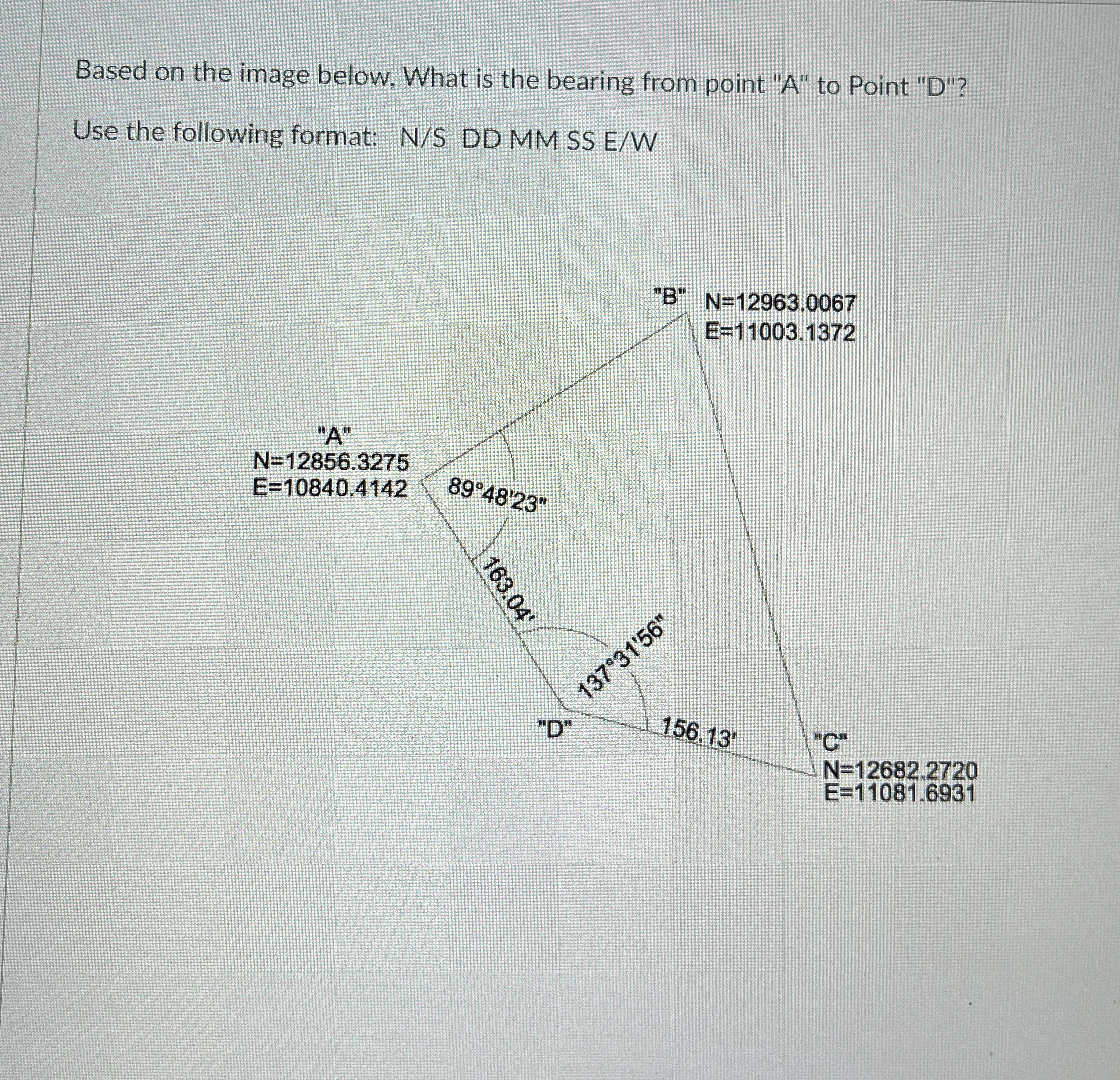 Based on the image below, What is the bearing