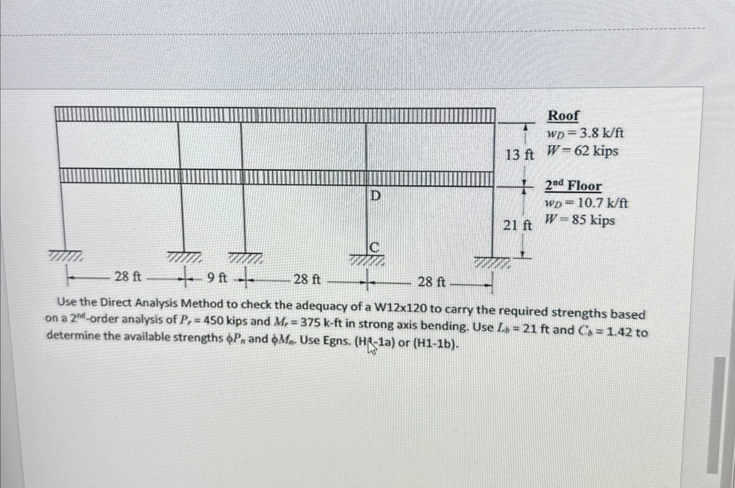on a 2 n d - order analysis of P r = 4 5 0 kips