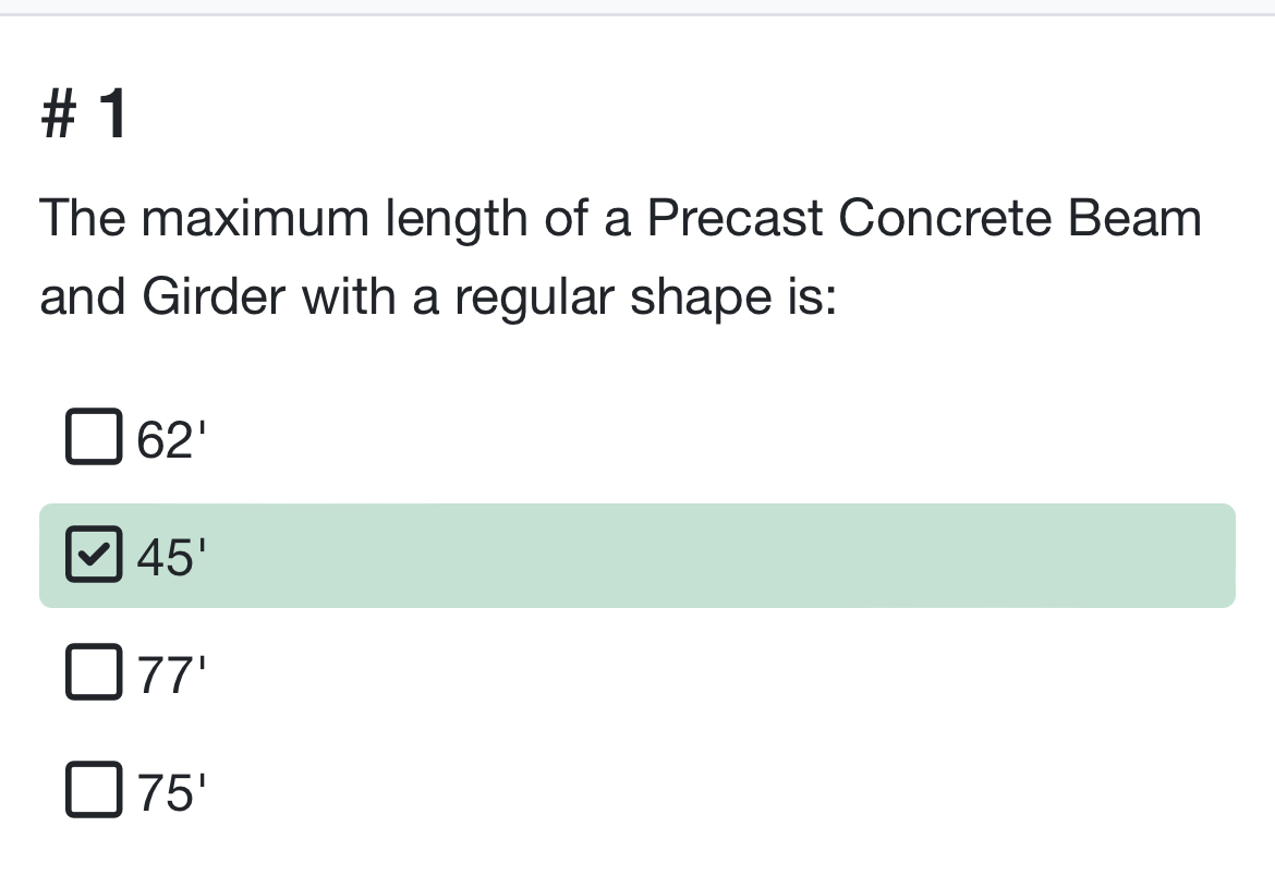 # 1 The maximum length of a Precast Concrete Beam