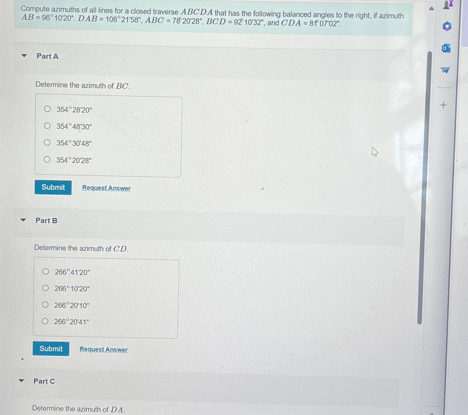 Compute azimuths of all lines for a closed