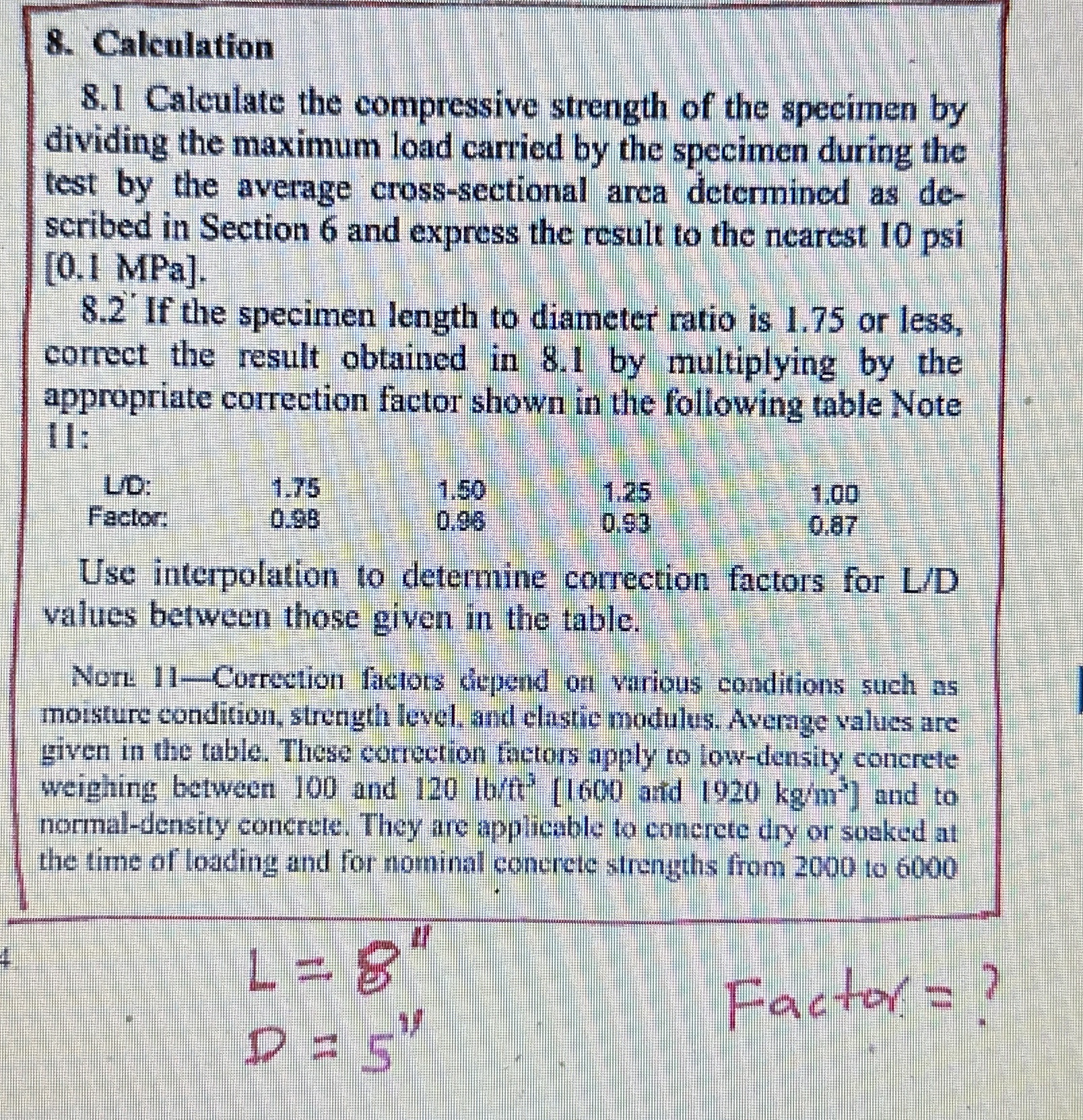 Calculation 8 . 1 Calculate the compressive