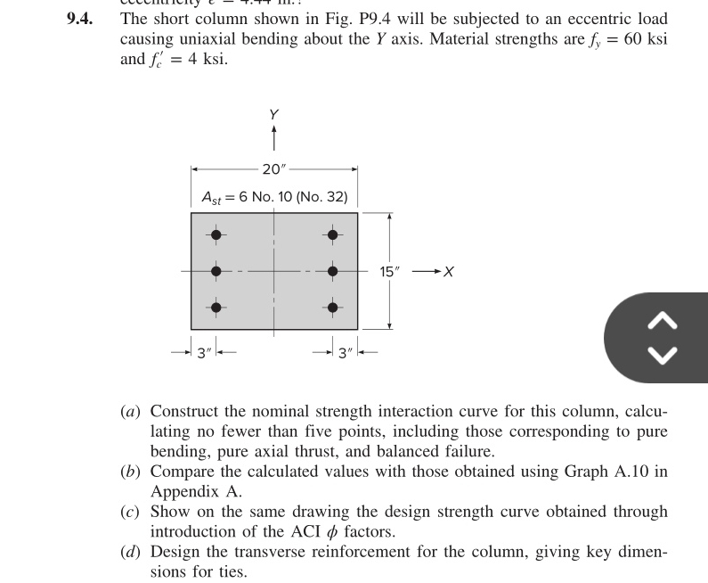 9 . 4 . The short column shown in Fig. P 9 . 4