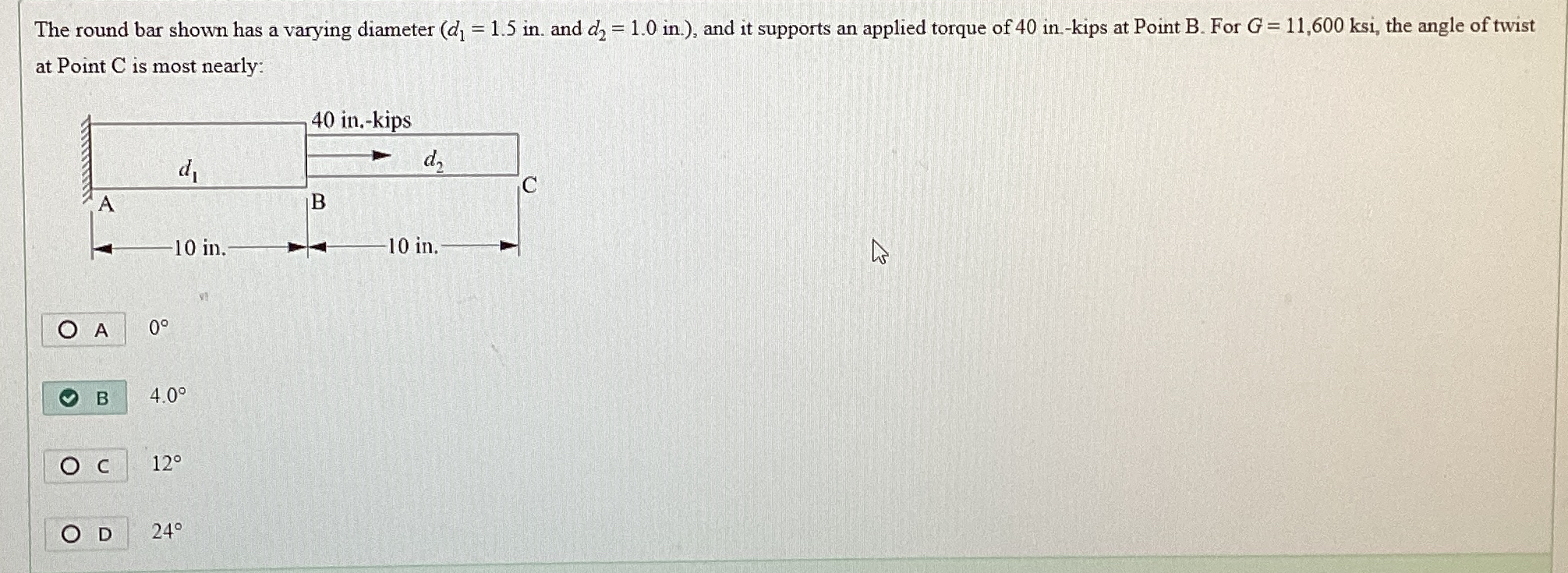 The round bar shown has a varying diameter ( d 1