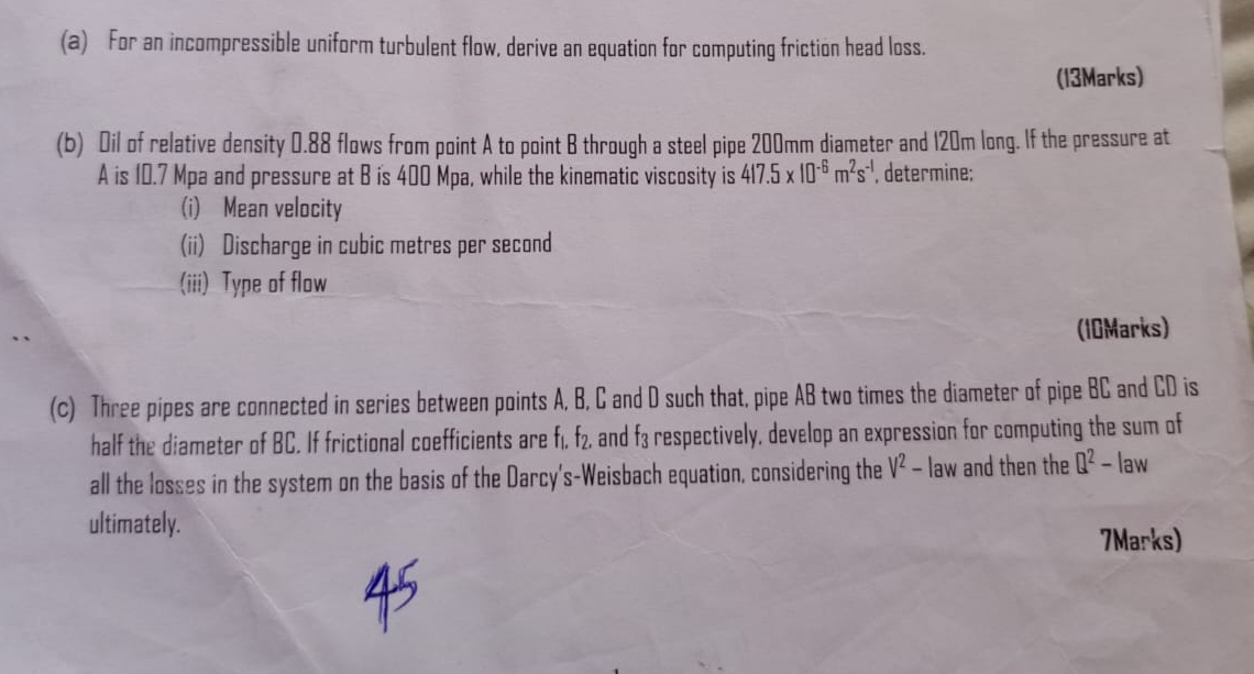 ( a ) For an incompressible uniform turbulent