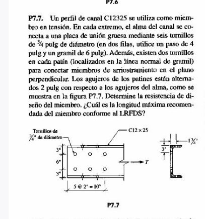 P 7 . 7 . Un perfil de canal C 1 2 3 2 5 se