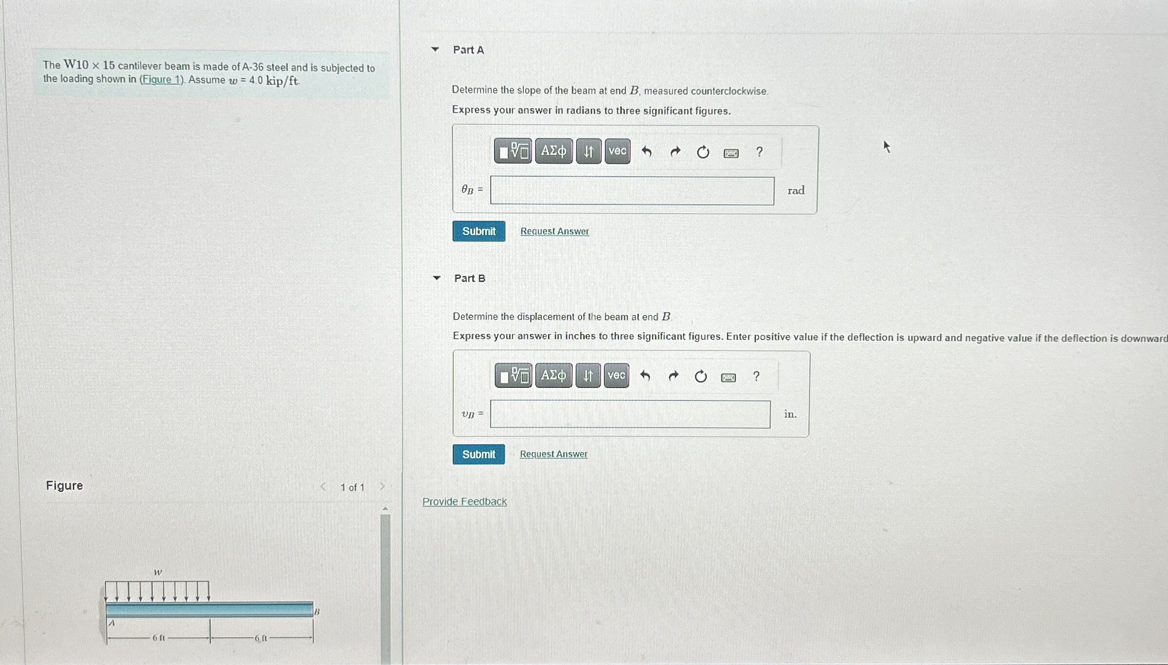 The W 1 0 1 5 cantilever beam is made of A - 3 6