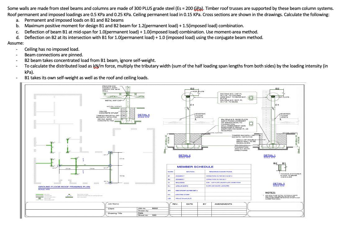 Roof permanent and imposed loadings are 0 . 5 KPa