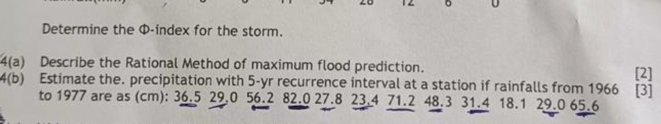 Determine the - index for the storm. 4 ( a )