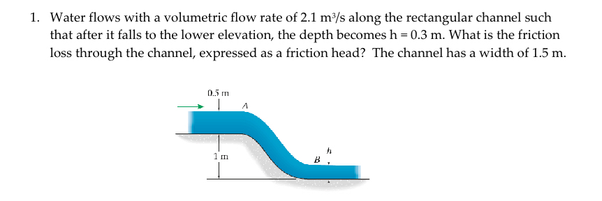 Water flows with a volumetric flow rate of 2 . 1
