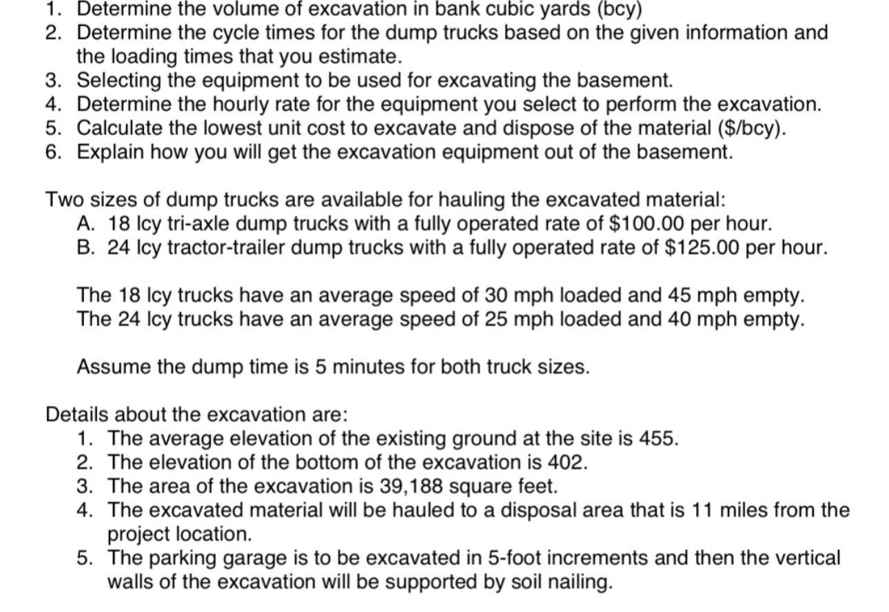 Determine the volume of excavation in bank cubic