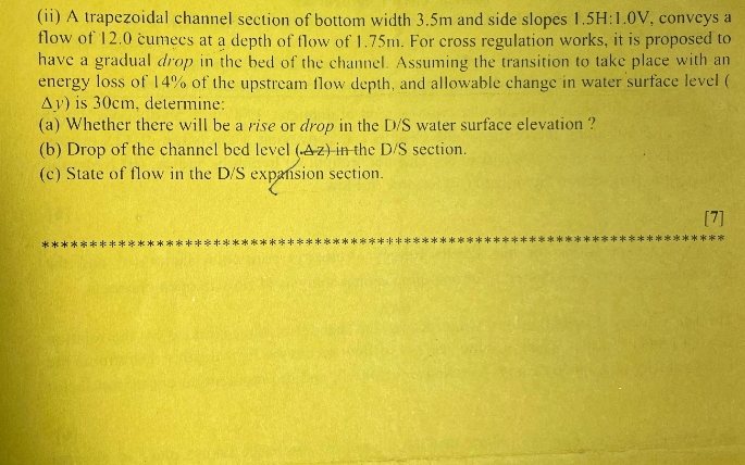 ( ii ) A trapezoidal channel section of bottom