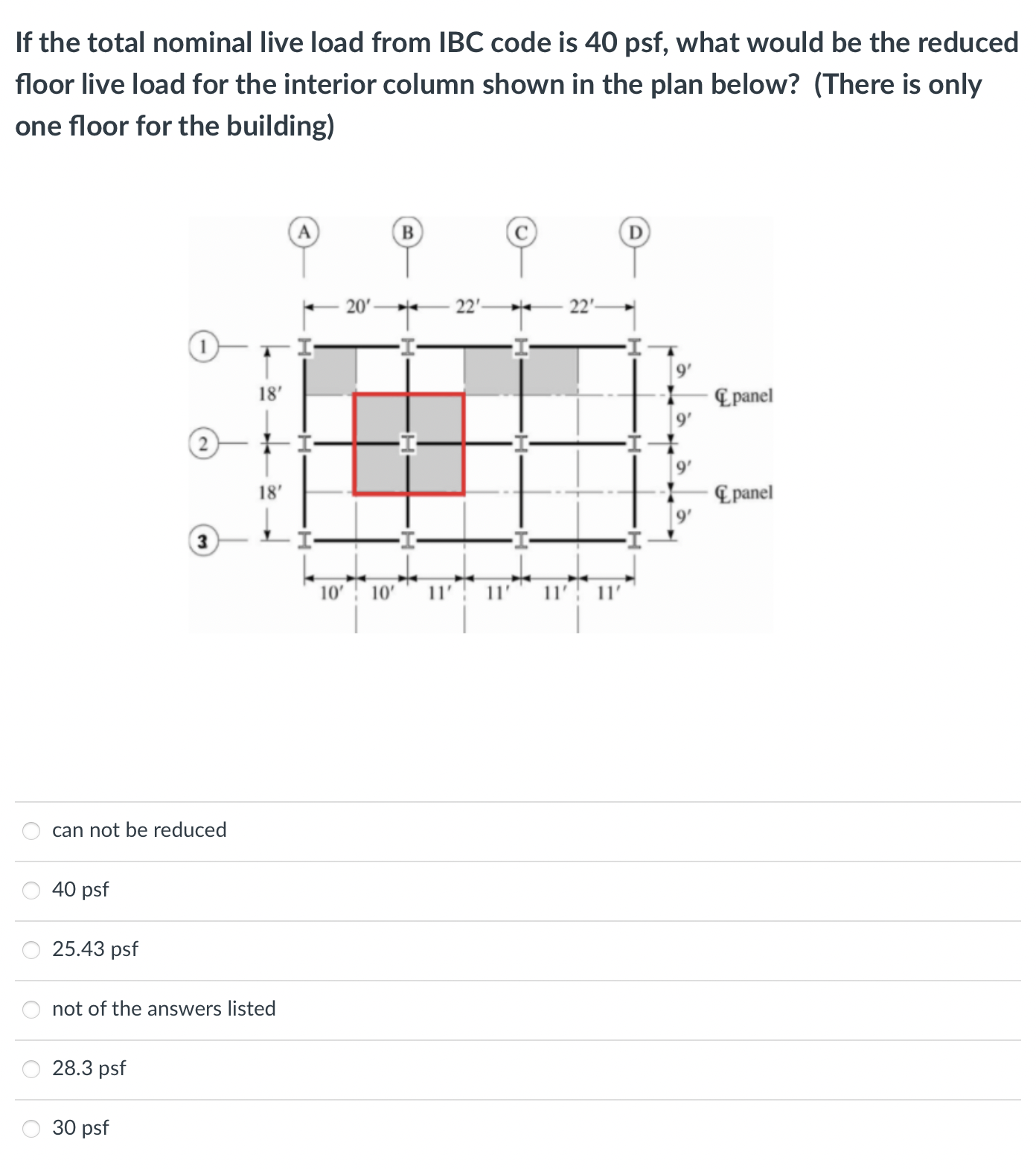 If the total nominal live load from IBC code is 4