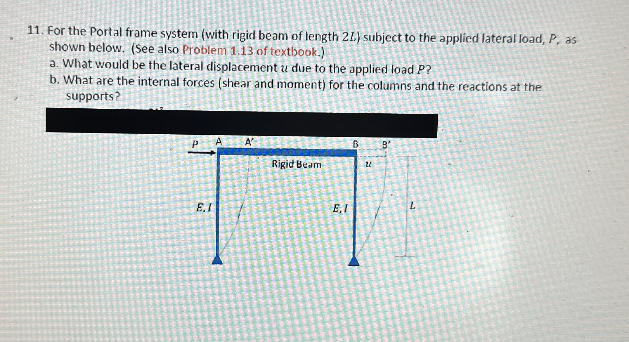 For the Portal frame system ( with rigid beam of