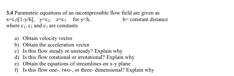 3 . 4 Parametric equations of an incompressible