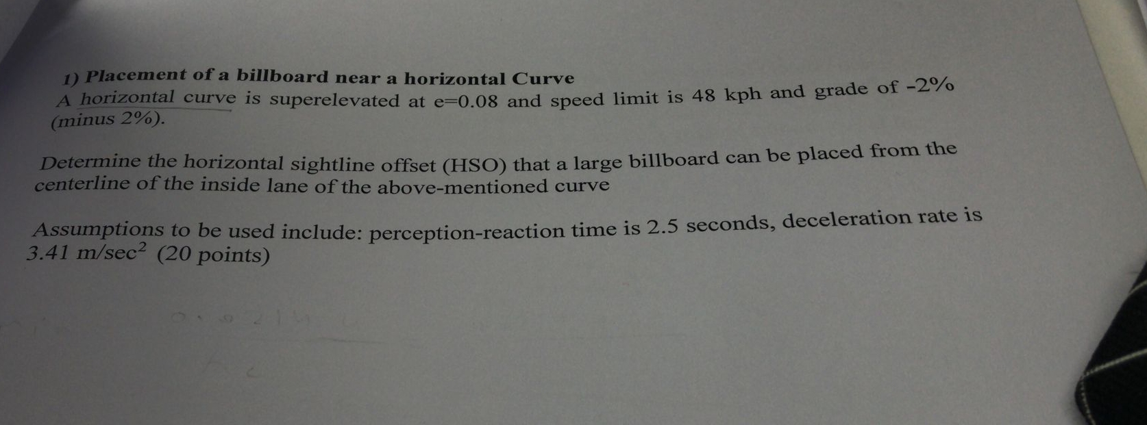 Placement of a billboard near a horizontal Curve