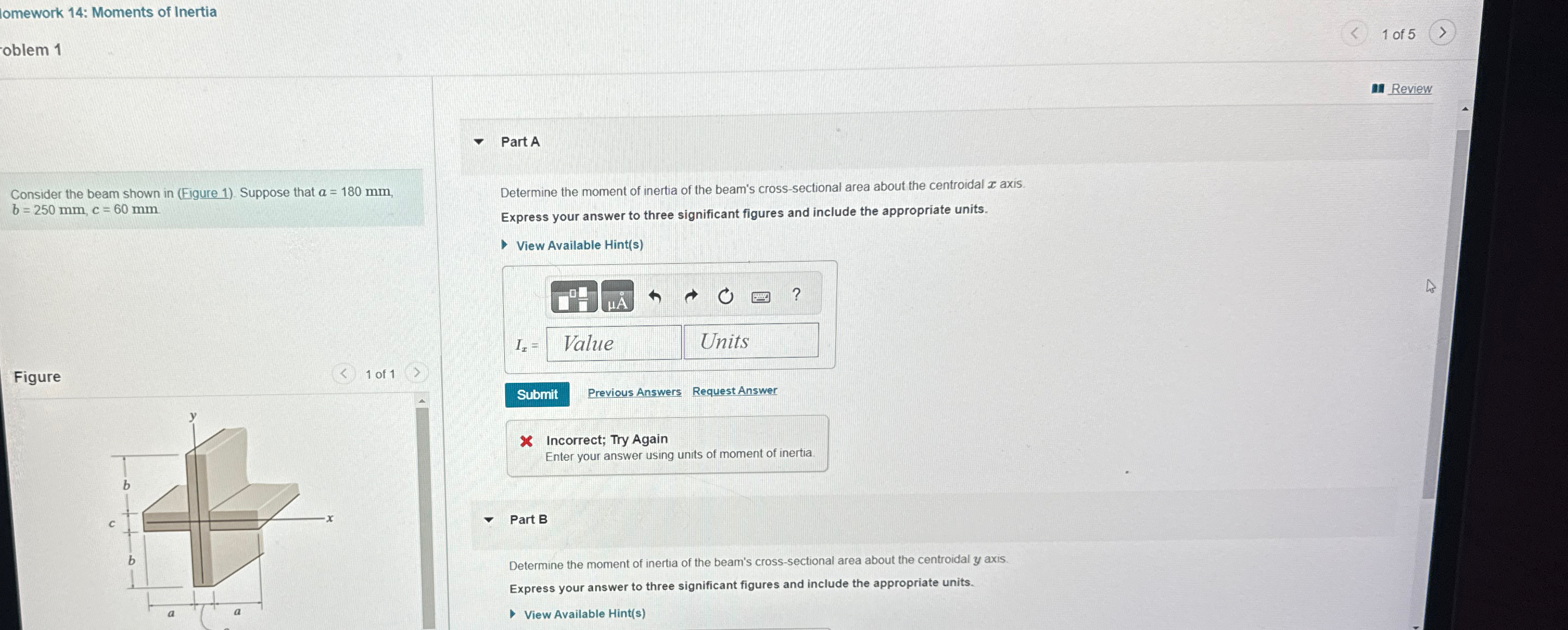 lomework 1 4 : Moments of Inertia 1 of 5 oblem 1