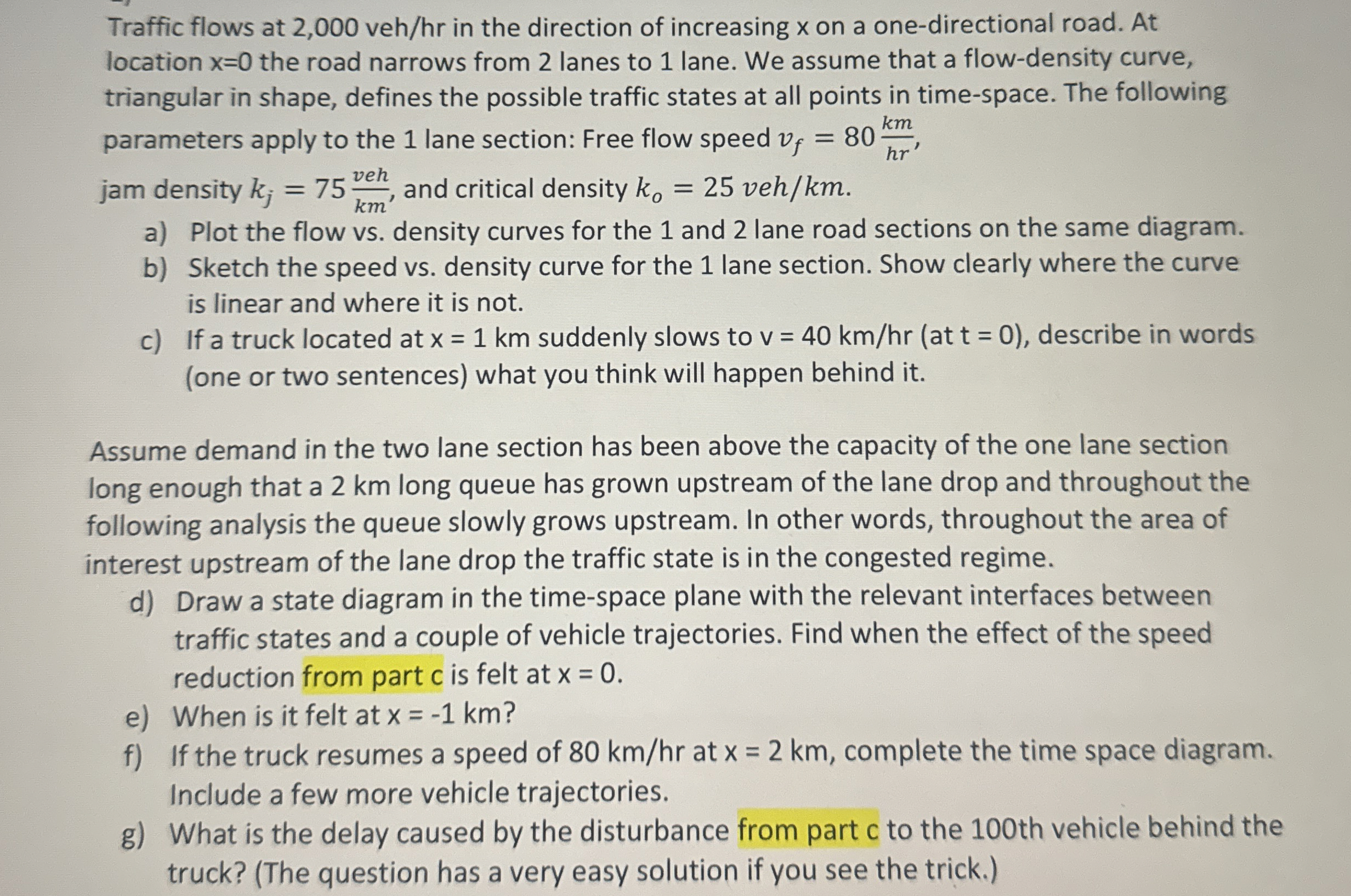 Traffic flows at 2 , 0 0 0 v e h h r in the
