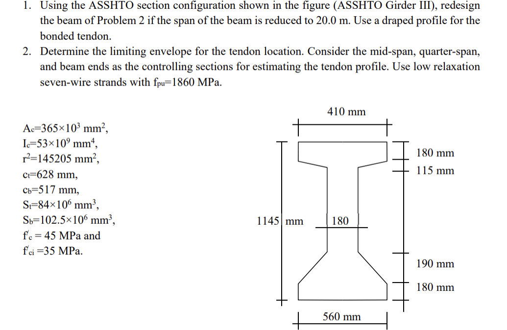 Using the ASSHTO section configuration shown in