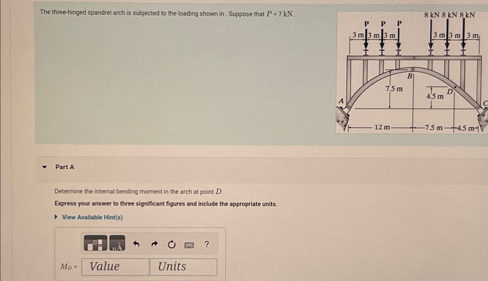 The three - hinged spandrel arch is subjected to